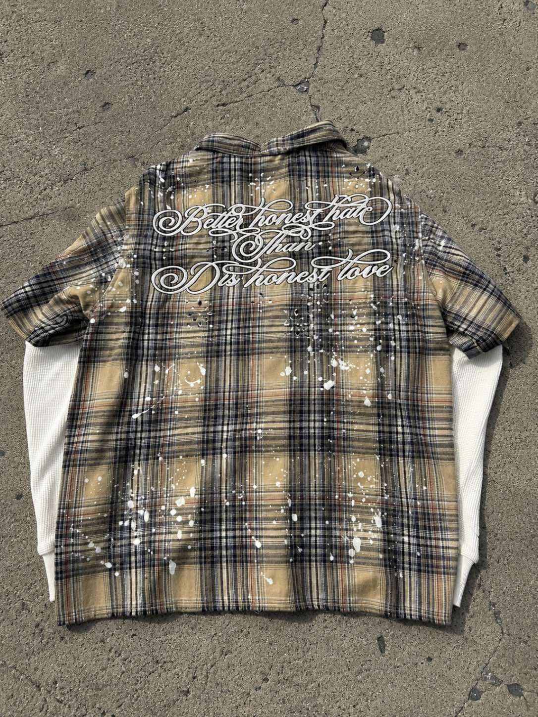 Life Is One Light Brown Rhinestone Thermal Flannel