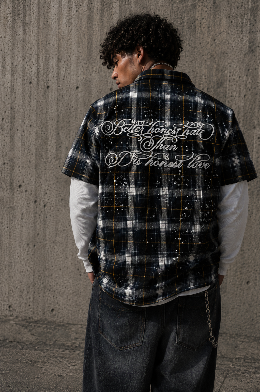 Life Is One Black Rhinestone Thermal Flannel